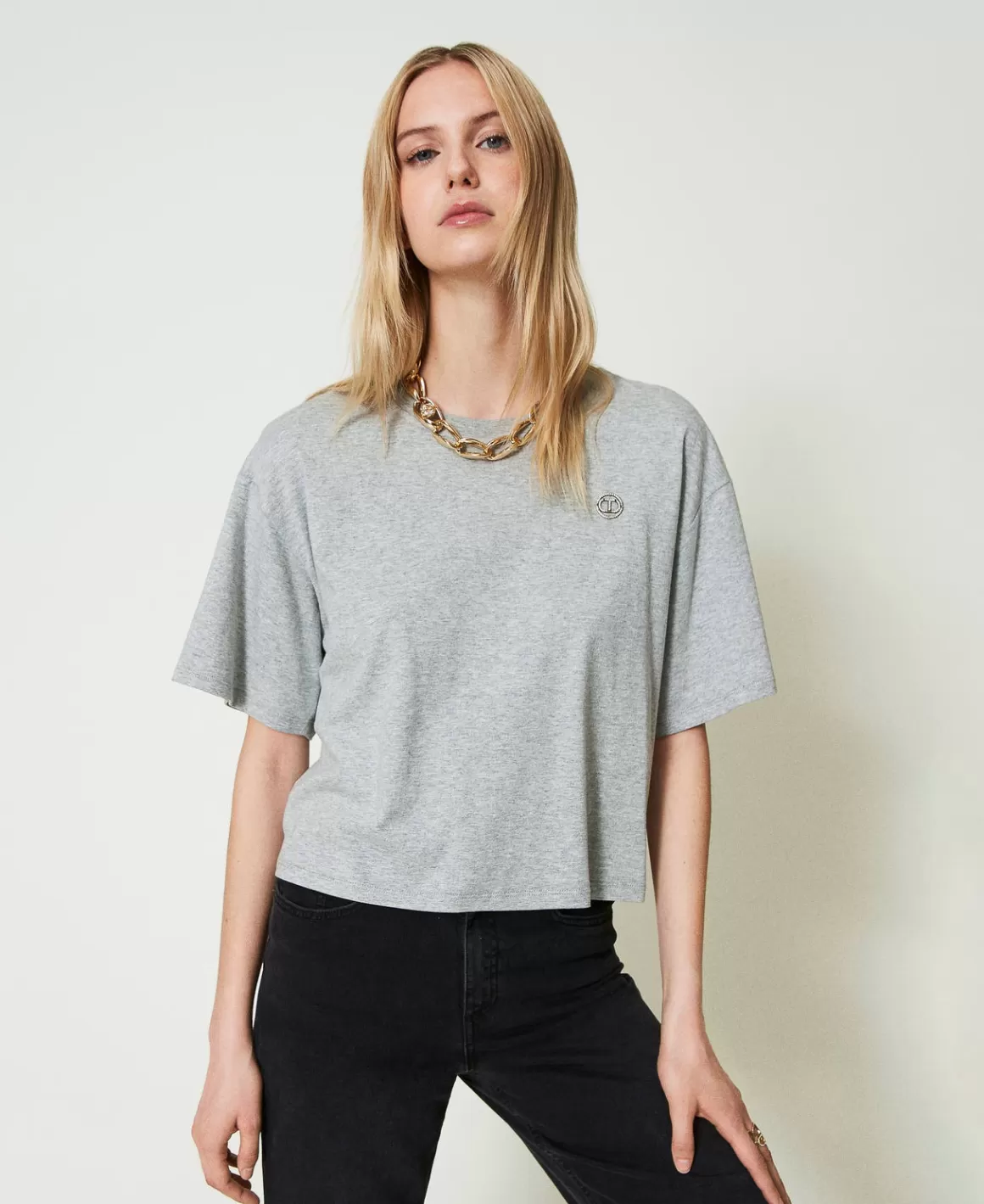 TWINSET Milano T-Shirts Et Tops*T-shirt Chiné Avec Oval T Gris moyen chiné