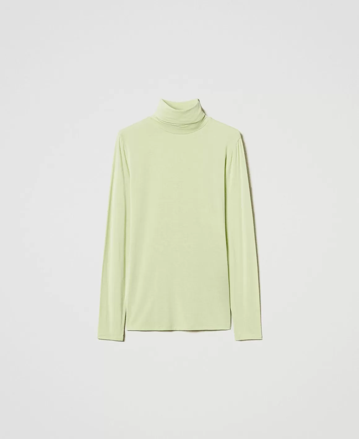 TWINSET Milano T-Shirts Et Tops*T-shirt Col Roulé Avec Broderie Siglée Vert « Soft Lime »