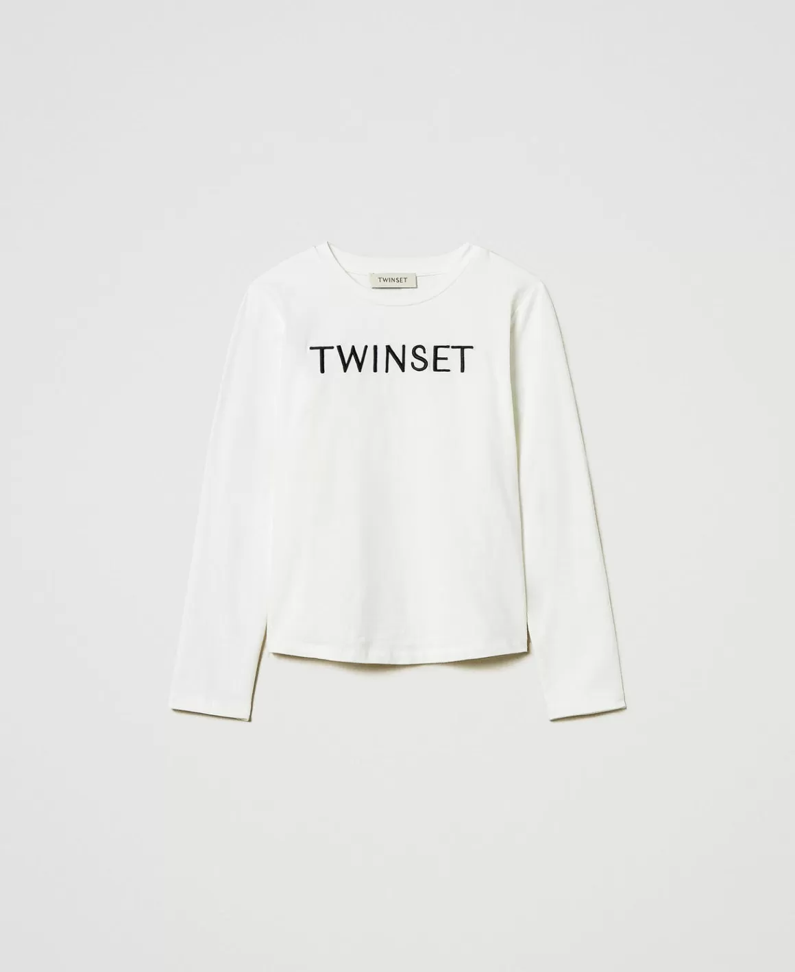 TWINSET Milano T-Shirts Et Tops*T-shirt Cropped Avec Logo Brodé Bicolore Blanc Cassé / Noir