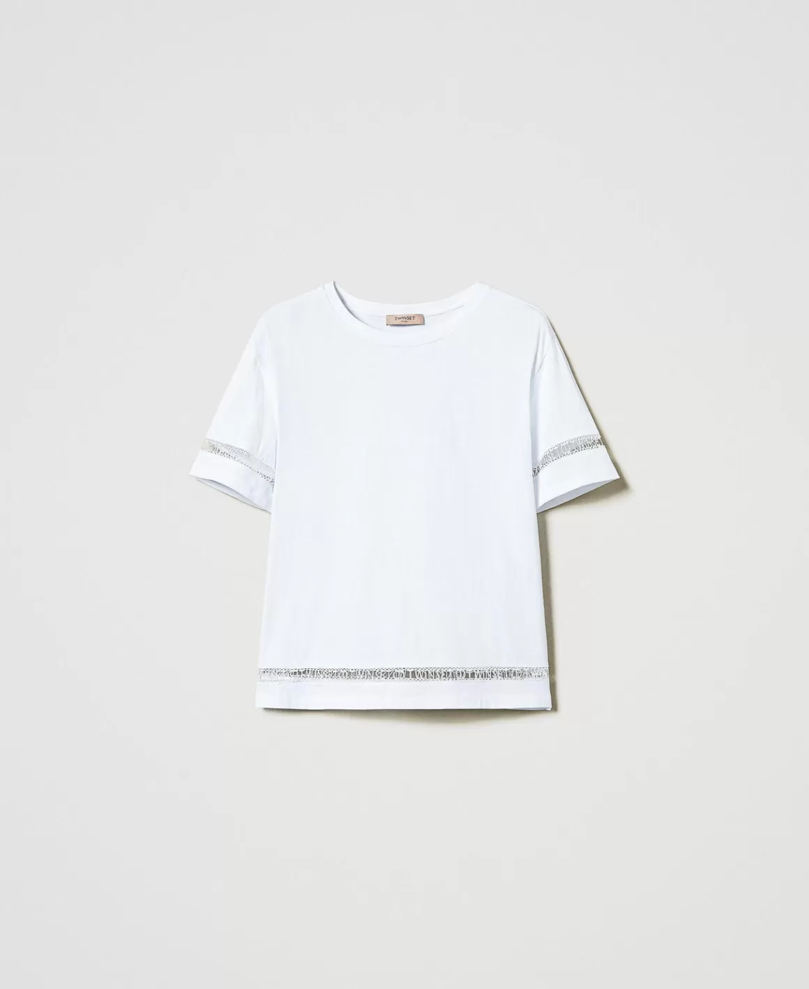 TWINSET Milano T-Shirts Et Tops*T-shirt Regular Avec Logo Brodé Blanc