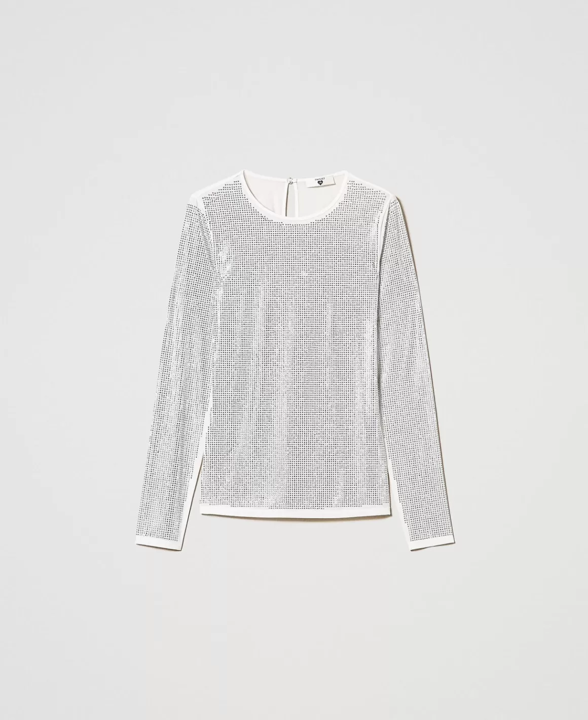 TWINSET Milano T-Shirts Et Tops*T-shirt Stretch Avec Strass All-over Off White